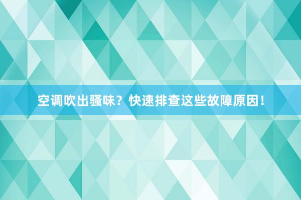 空调吹出骚味？快速排查这些故障原因！