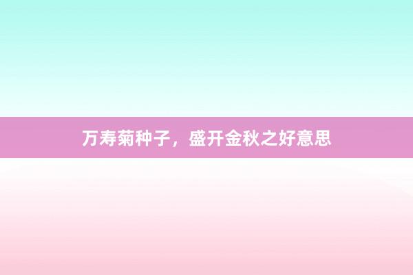 万寿菊种子，盛开金秋之好意思